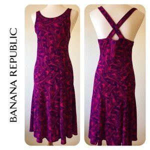 NWT Banana Republic Palm Print Cross Back Dress (S)